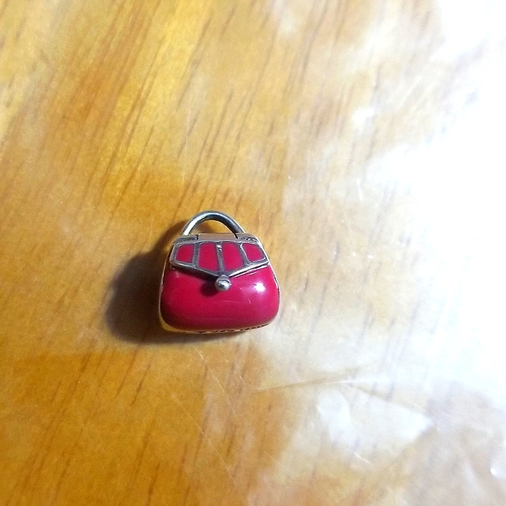Chamilia Sterling silver Berry color enameled purse charm